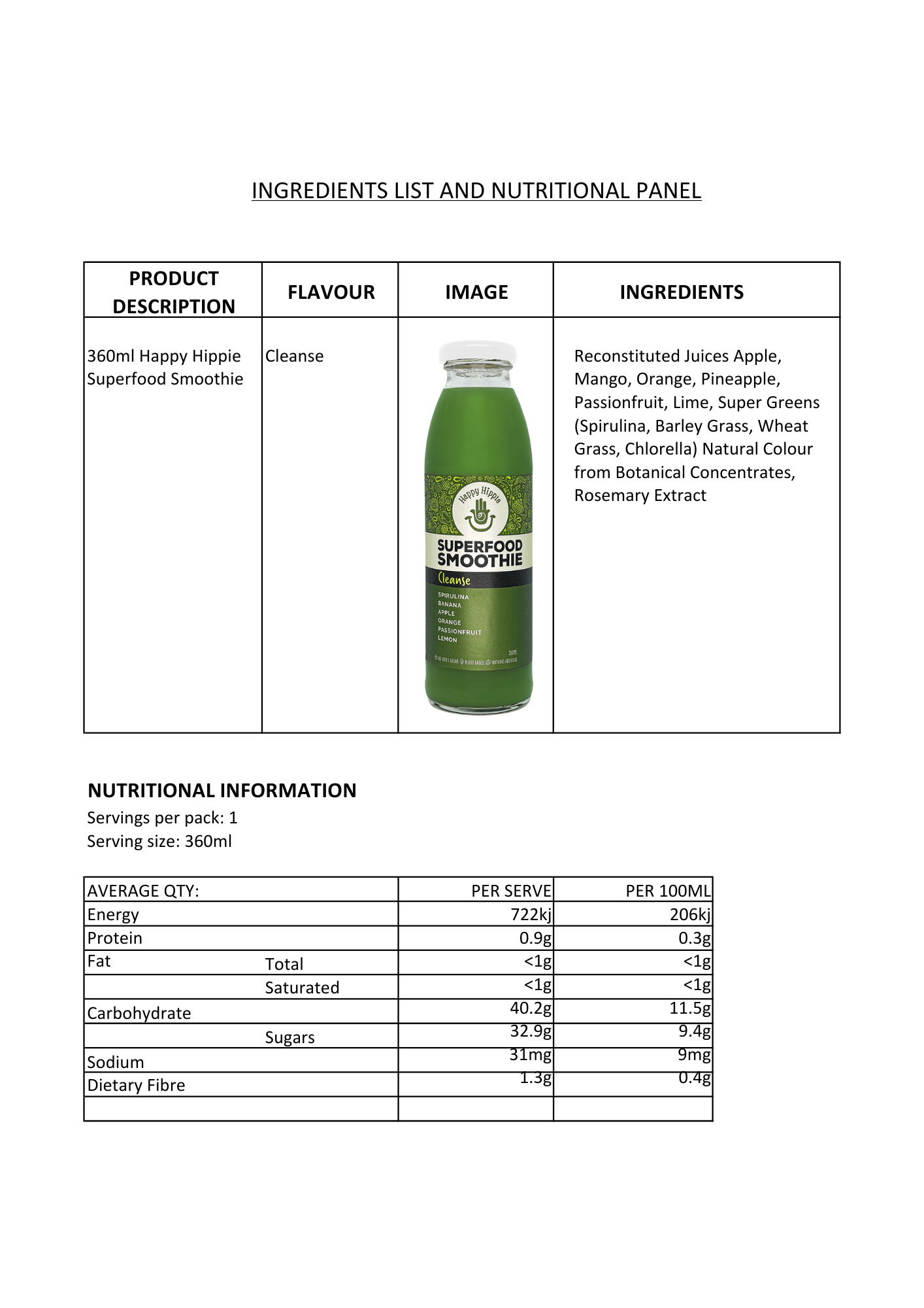 Cleanse Superfood Smoothie - 12 x 350ml