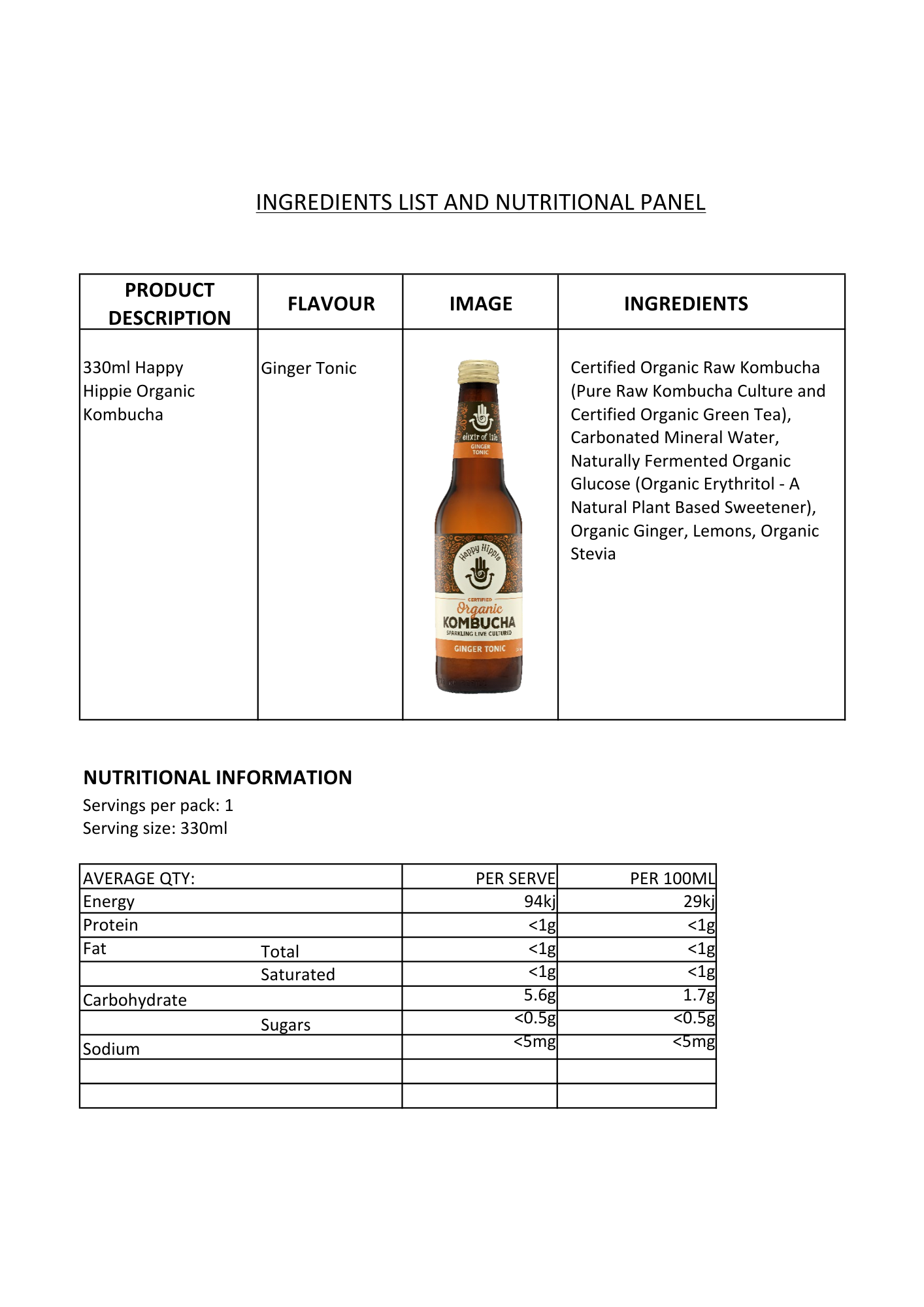 Ginger Tonic - 12 x 330ml bottles