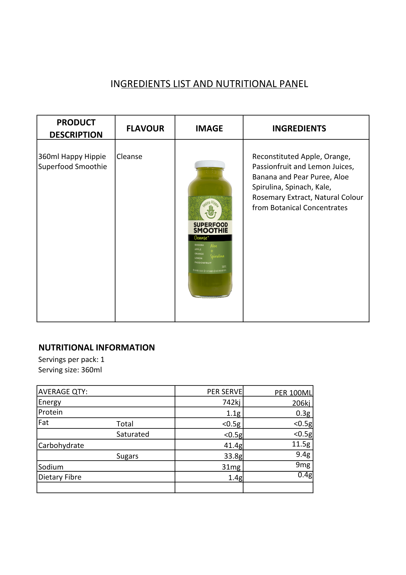 Cleanse+ Superfood Smoothie - 12 x 360ml