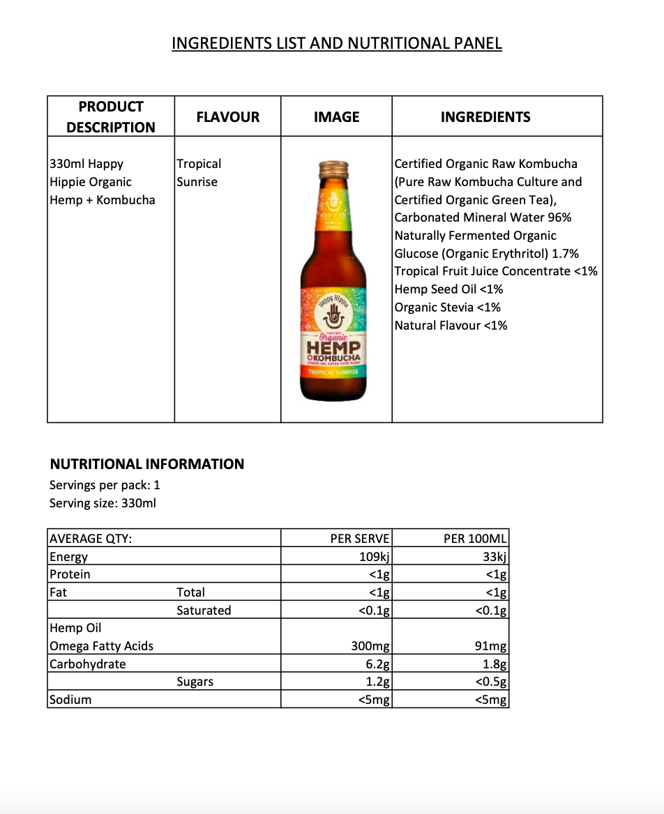 Tropical Sunrise Hemp + Kombucha - 12 x 330ml bottles