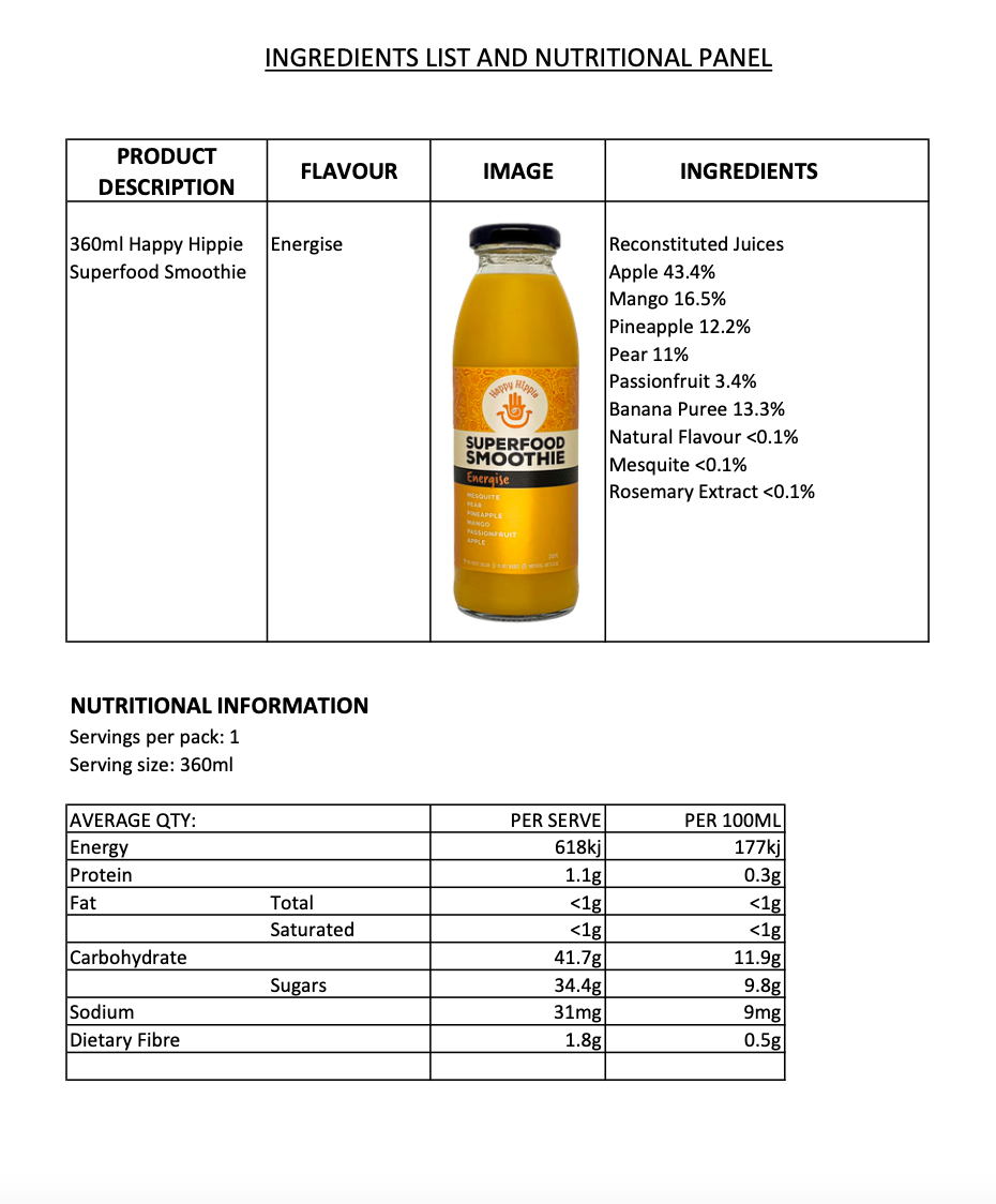 Energise Superfood Smoothie - 12 x 350ml